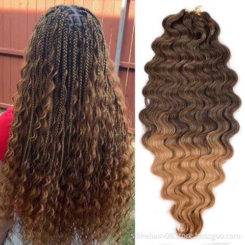Ombre Red Long 28 inch Pre-feathered Hybrid Water Wave Braids 3x Body Ocean Wave For Bulk Braiding Synthetic Hair Extensions